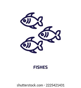 fishes icon from nautical collection. Thin linear fishes, food, fish outline icon isolated on white background. Line vector fishes sign, symbol for web and mobile