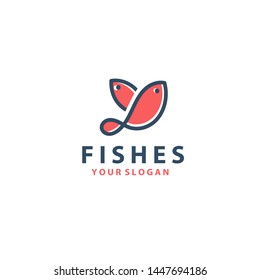 Fishes logo design- vector logo illustration
