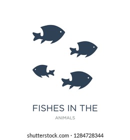 fishes in the ocean icon vector on white background, fishes in the ocean trendy filled icons from Animals collection, fishes in the ocean vector illustration