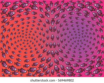 fishes on a red and purple background