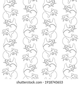 Fishes on a white background. Seamless texture.