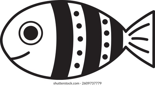 Fishes Outline Fish Lineart Bigeye Outline Cute Funny Animal Sea Ocean Marine  Marine Underwater Aquatic