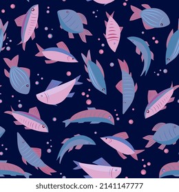 fishes seamless pattern. Children's sea background with fish