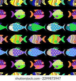 Fishes seamless pattern, texture, textile.