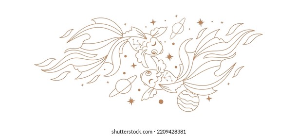 Fishes with stars boho illustration