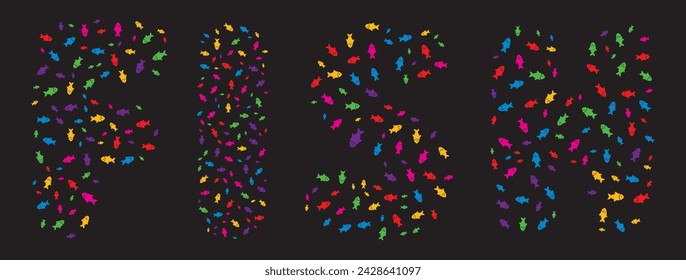 Peces Nadando Peces Texto Vector