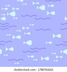 Fishes swimming seamless pattern. For fish restaurant, sea illustration 
Marine theme, ocean