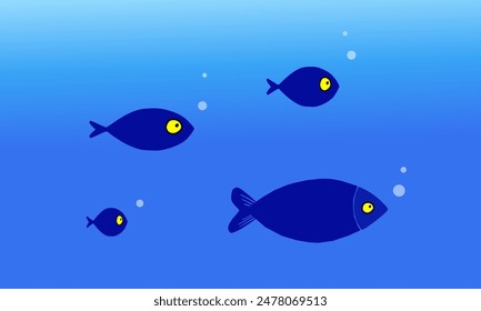 Fishes under the sea cartoon background wallpaper abstract vector image