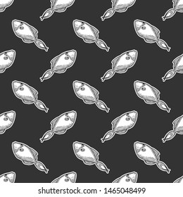 Fishes. Vector concept in doodle and sketch style. Hand drawn illustration for printing on T-shirts, postcards. Seamless pattern for textile, paper wrap. Texture background.