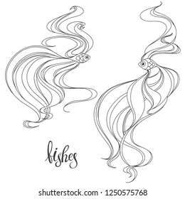Fishes, vector illustration isolated on white background. Print ready template for advertisement, flyer, banner, brochure.