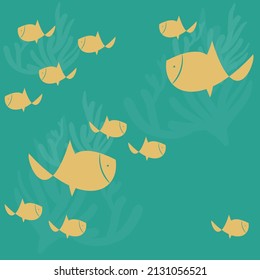 Pescado vectorial sin fisuras. Fondo de la caricatura. Diseño de plantilla.
