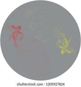 Fishes vector Thai art style  illustration