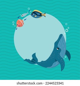 fishes and whale undersea scene