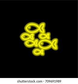 Fishes yellow glowing neon ui ux icon. Glowing sign logo vector