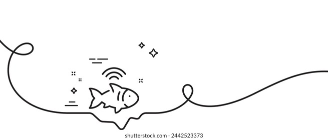 Fishfinder line icon. Continuous one line with curl. Echo fish sounder sign. Fishing sonar symbol. Fishfinder single outline ribbon. Loop curve pattern. Vector