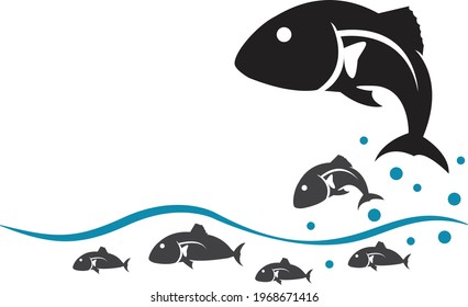 Icono de fish.fish ilustración vectorial.colección de ícono de pez con ondas