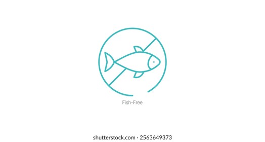 Fish-Free Symbol Vector Icon for Vegetarian and Allergy-Friendly Foods