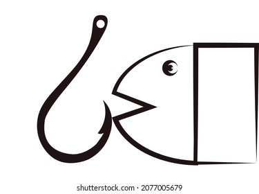 Fishhook black icon on white background.