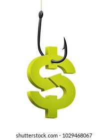 Fishhook business concept - money symbol as trap 