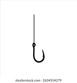 Fishhook icon. Fishing hook vector. Fish-hook hanging on the line isolated on white background. Fishing sign.