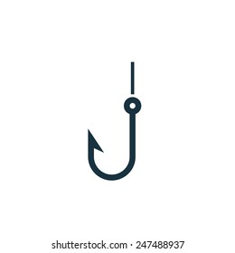 icono del gancho de pescado sobre fondo blanco 