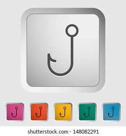 Fishhook. Single icon. Vector illustration..