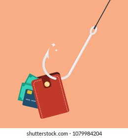 Fishhook with wallet. Business concept