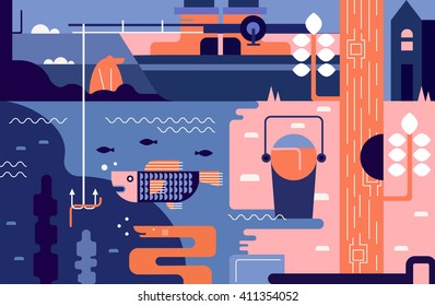 Fishing abstract background