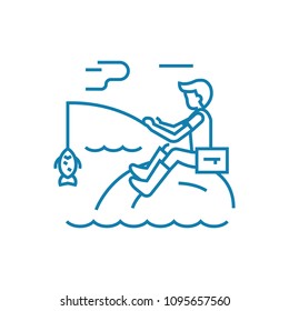 Fishing activities linear icon concept. Fishing activities line vector sign, symbol, illustration.