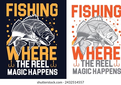 Fishing adventure t-shirt design vector