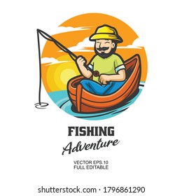 Fishing Adventure Vector Illustration Full Editable