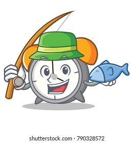 Fishing alarm clock mascot cartoon