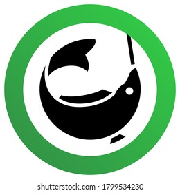 Fishing allowed sign, modern round sticker, vector illustration