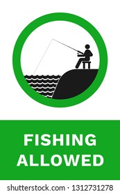 FISHING ALLOWED sign. Vector.