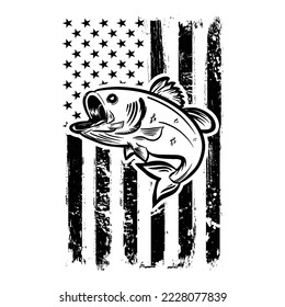 Fishing American Flag Shirt, Fish vector, American Flag vector, Fishing SVG, Fisherman Shirt, Fishing Shirt Print Template