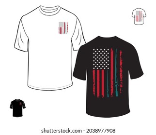 Fishing American Flag T-Shirt (Black And White)