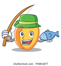 Fishing apricot mascot cartoon style