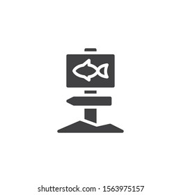 Fishing area signpost vector icon. filled flat sign for mobile concept and web design. Fishing zone glyph icon. Symbol, logo illustration. Vector graphics