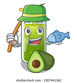 Fishing avocado smoothies are isolated on characters