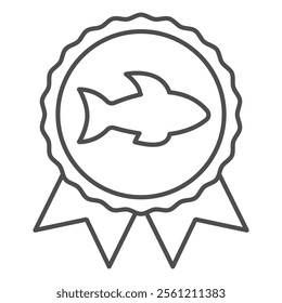 Fishing award thin line icon, fishery product quality concept. Vector graphics. Fisher man sign on white background, outline style icon for mobile or web design