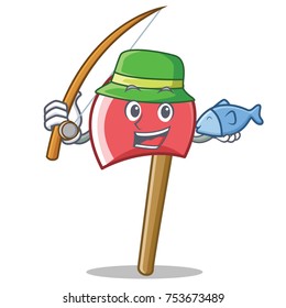 Fishing axe character cartoon style vector illustration