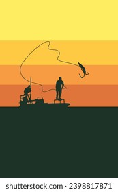 fishing background design illustration logo vector