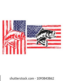 Fishing background isolated flag of the USA