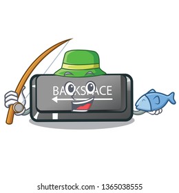 Fishing backspace button installed on cartoon keyboard
