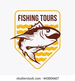 Fishing badge template. Vintage retro badge for fishing event.