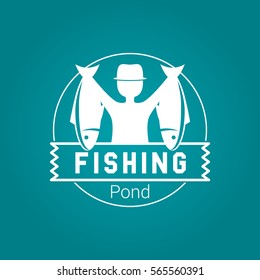 Fishing Badge White Vector Logo