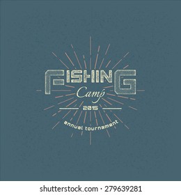 Fishing badges logos and labels for any use, in the grange texture