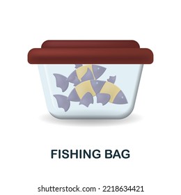 Fishing Bag icon. 3d illustration from fishing collection. Creative Fishing Bag 3d icon for web design, templates, infographics and more