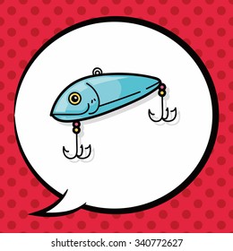 Fishing bait doodle, speech bubble