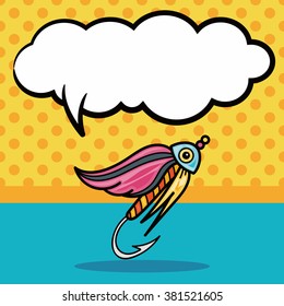 Fishing bait doodle, speech bubble